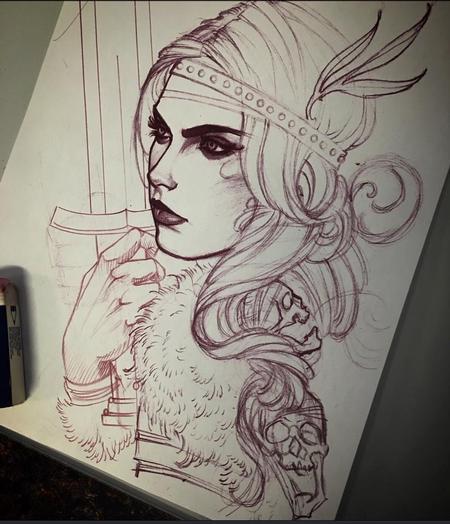 Tattoos - Red pencil sketch - 115431