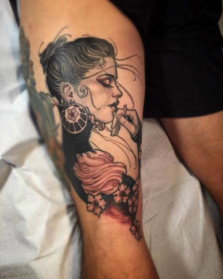 Tattoos - Victorian Lady on David from SD - 112065