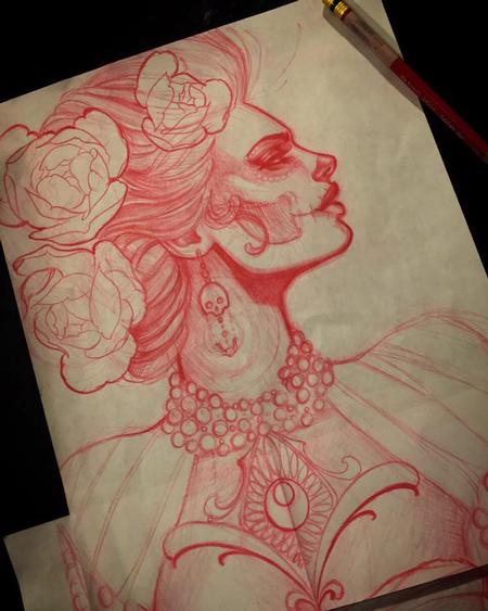 Tattoos - Red pencil sketch - 115433