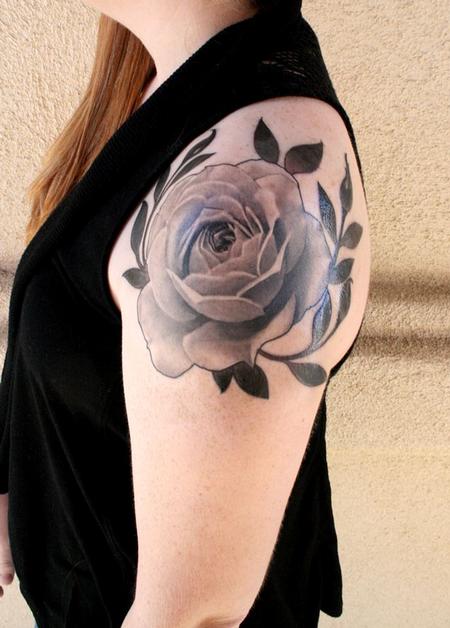 Tattoos - black and grey rose  - 84189