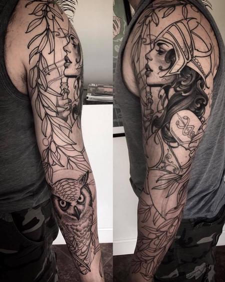 Tattoos - Athena and owl sleeve in progress - 127670