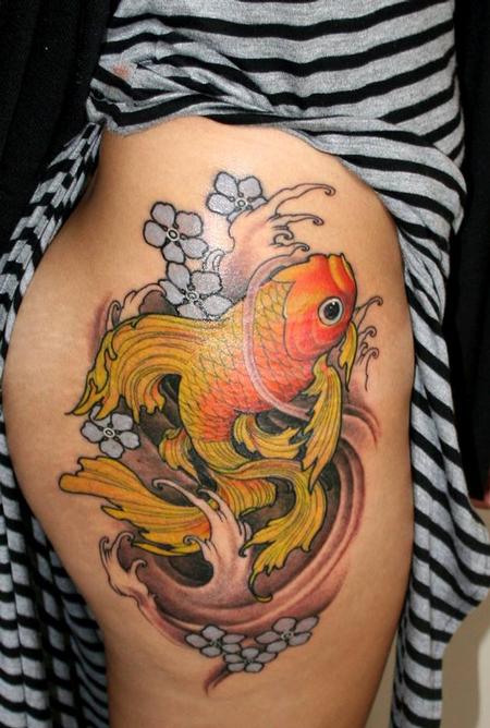 Tattoos - Gold fish on hip  - 86995