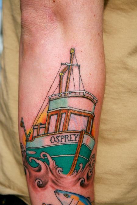 Tattoos - Neo traditional fishing boat  - 74910