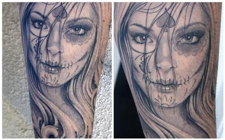 Tattoos - Day of the Dead girl portrait  - 75114