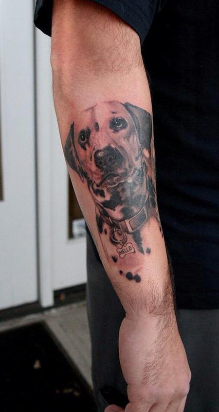 Tattoos - Black and grey dalmatian portriat - 82841