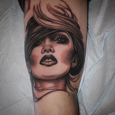 Tattoos - Lady head, inner arm  - 108603