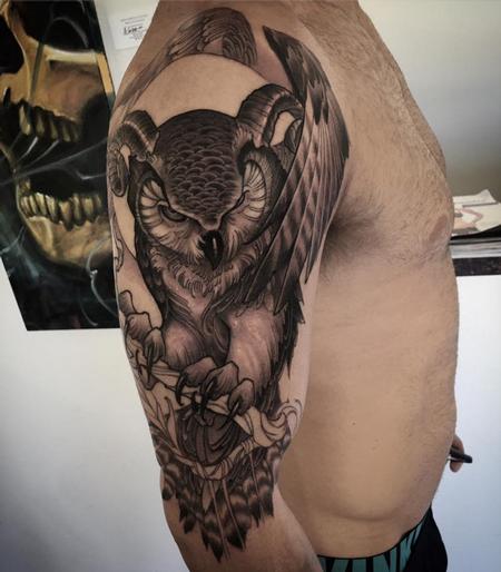 Tattoos - great 'horned'owl  - 121936