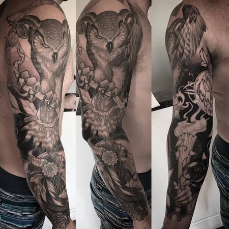 Tattoos - owl, witch and pumpkin sleeve - 131379