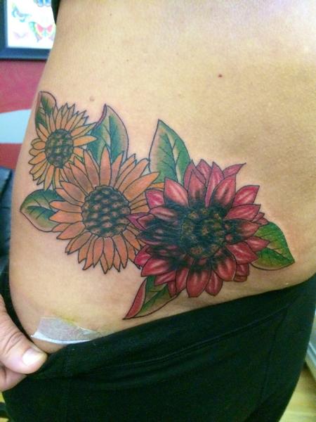 Tattoos - Sunflowers cover up - 98450