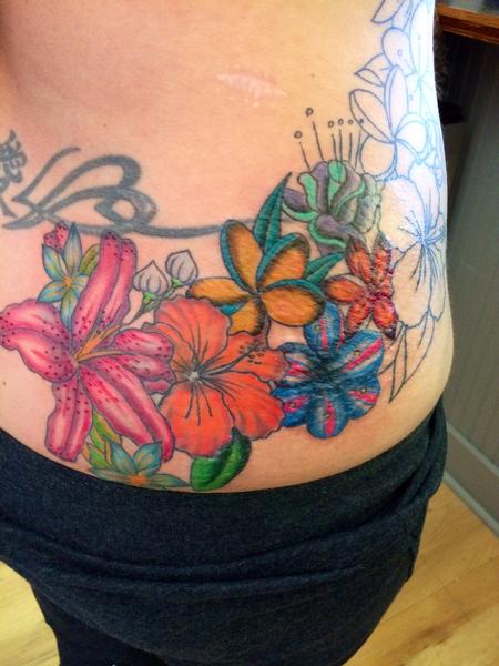 Tattoos - Floral side piece in progress - 101802