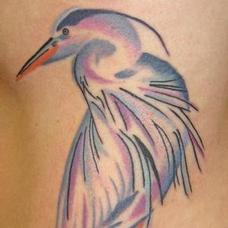 Tattoos - Painterly style Blue Heron  - 89997