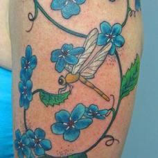 Tattoos - Forget me nots and Dragonflies - 90004