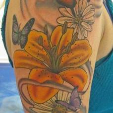 Tattoos - Pretty floral and Butterfly piece - 90017