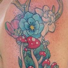 Tattoos - Flower Stag head - 90073