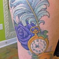Tattoos - Quills, roses and pocket watch - 90078