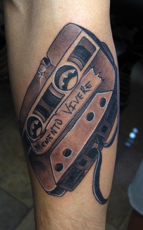 vintage beat up cassette tape black and grey arm tattoo by vintage beat up cassette tape black and grey arm tattoo by