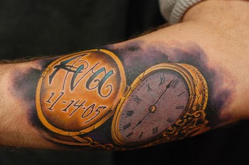 Gold Pocket Watch Tattoo