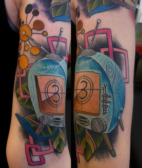 Jon von Glahn Vintage TV set color arm tattoo