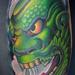 japanese oni hanya noh mask color leg tattoo Tattoo Thumbnail