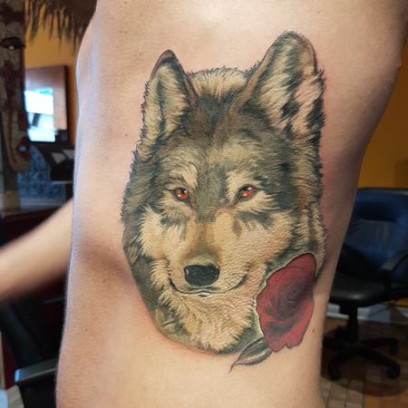 Jordan Campbell - Grey wolf, red rose