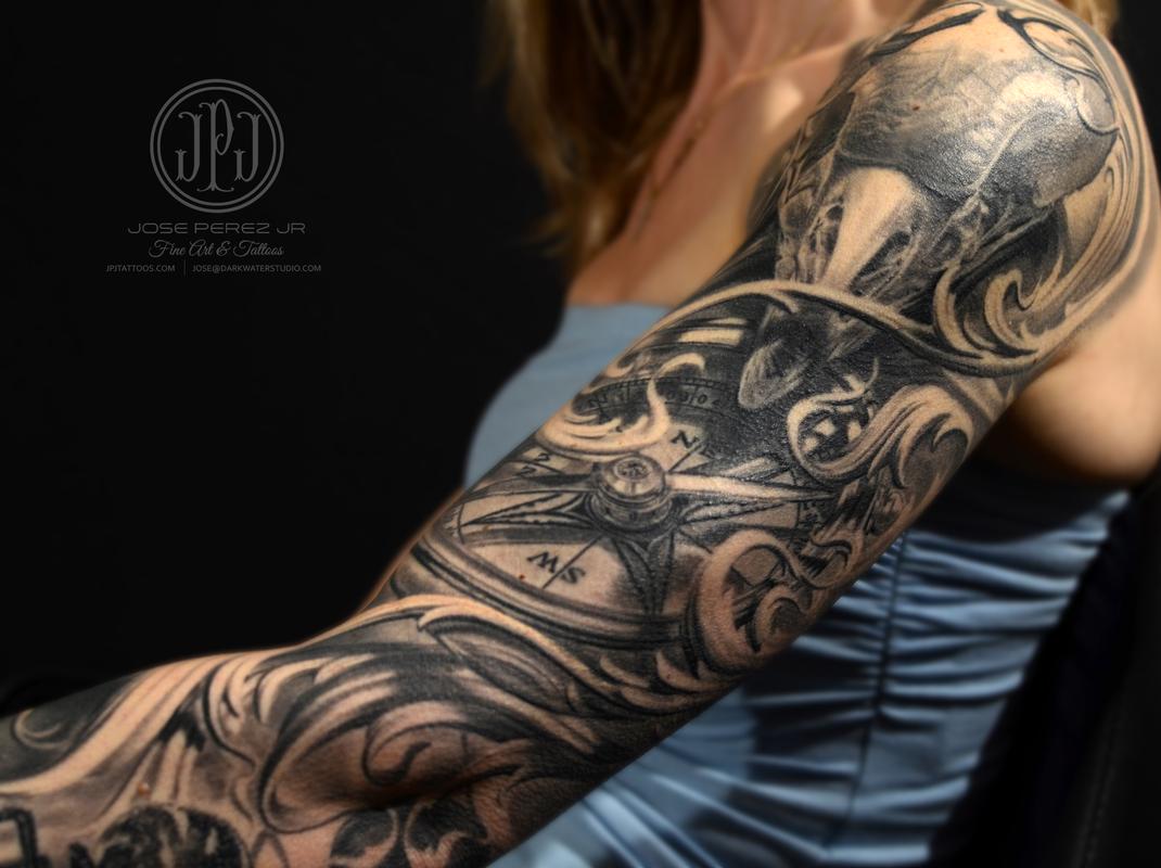 bird skull compass amp nature sleeve by jose perez jr bird skull compass amp nature sleeve by jose perez jr