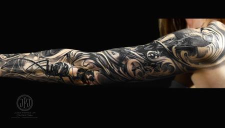 Tattoos - Black Widow & Nature Sleeve - 127898