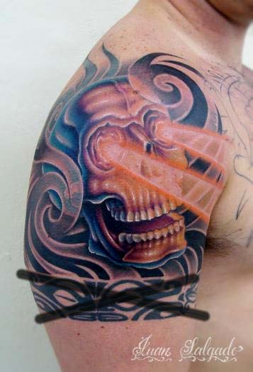 randy orton skull tattoo sleeves. skull tattoo arm.