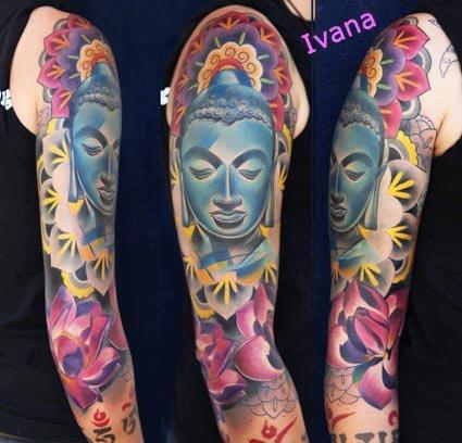 Tattoos - Buddha with Lotuses - 72835