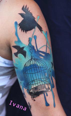Tattoos - Bird Cage & Birds.. and some spilled ink :) - 72787