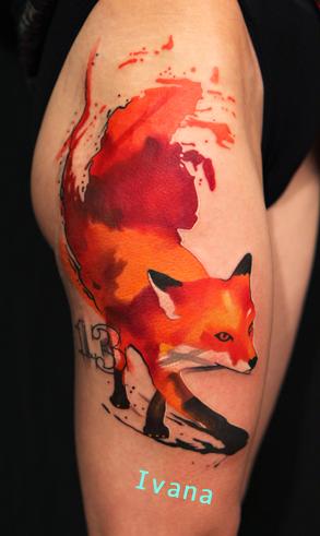 Tattoos - Red Fox and Number 13th  - 73568