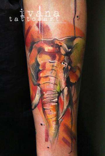 Tattoos - Elephant Watercolor - 84024