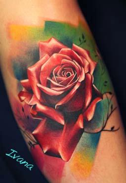colourful rose tattoo