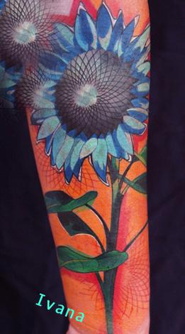 Tattoos - Blue Sunflower - 76136