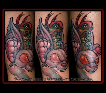 Tattoos - Turtle riding Rabbit - 17115