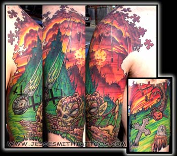 Tattoos - Zombie Half Sleeve - 10000