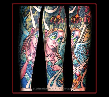 Tattoos - Angel Half Sleeve - 17121