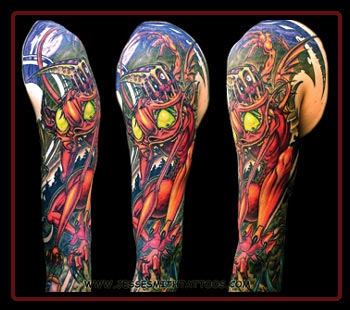 Tattoos - Orange Demon Half Sleeve - 17119