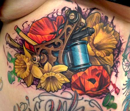 Pepper - Rob Rutherford Tattoo Machine with Flowers