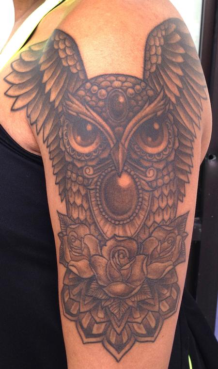 Tattoos - Owl with jewels - 89070