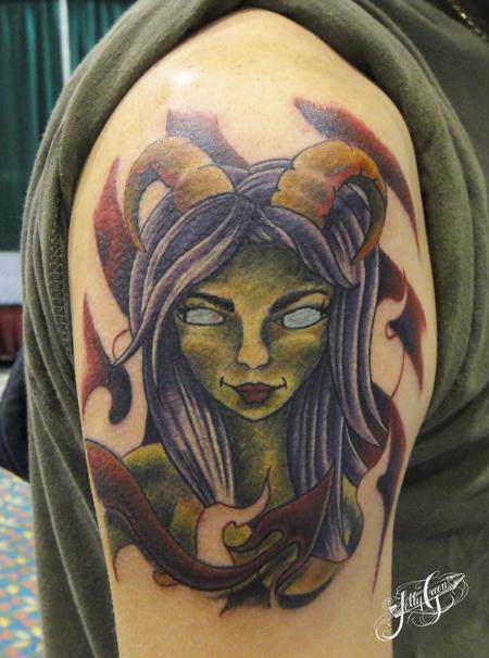 Looking for unique Kelly Green Tattoos?  devil lady