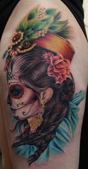 day of the dead girl tattoo design. Day of the dead girl