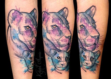 Tattoos - Lioness and her cub - 128451