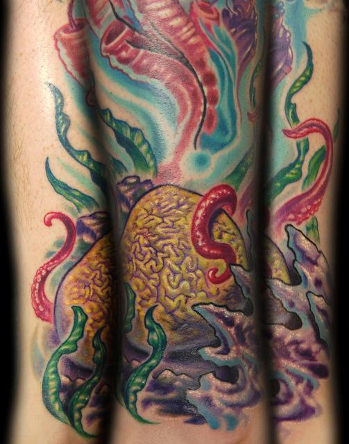 Brain Coral Tattoo by Marvin Silva Tattoos