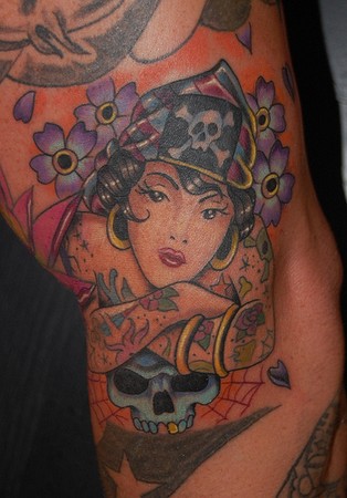 Traditional pirate girl tattoo gypsy girl tattoo. Traditional pirate girl tattoo