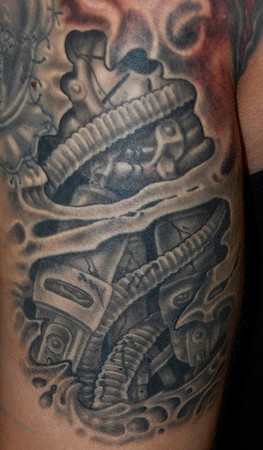 Marvin Silva - internal mechanics skin rip tattoo