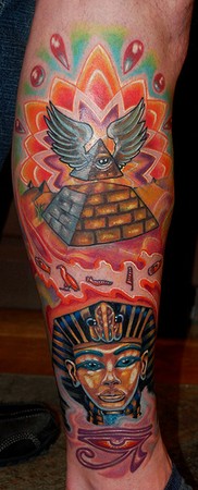 Tattoos - Egyptian Pharaoh and Mandala Tattoo - 43479