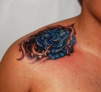 Tattoos - Blue Rose and thorny vine  - 43804