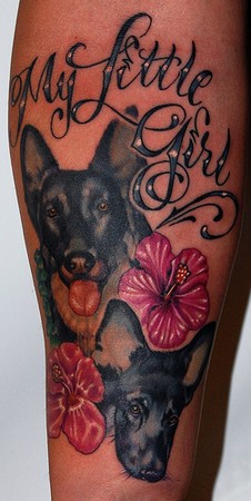 Tattoos - Custom Dog Portrait Tattoo - 45550