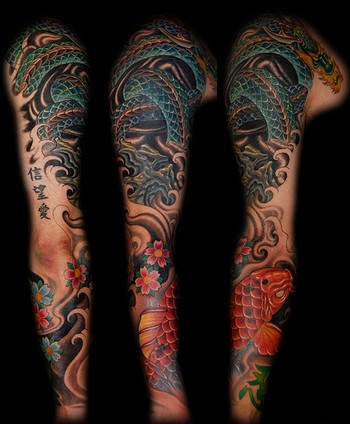 koi sleeve tattoos. koi sleeve tattoos.