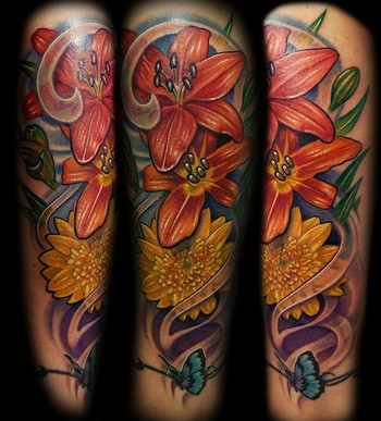 Tattoos - Custom Flower Leg Tattoo - 47594